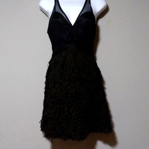 Sassy & Classy Eva Franco Black Chiffon Fringed Cocktail Dress